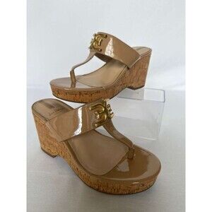 Sam Edelman Wedge Sandals Thong Cork Heel Nude Size Women 6M
